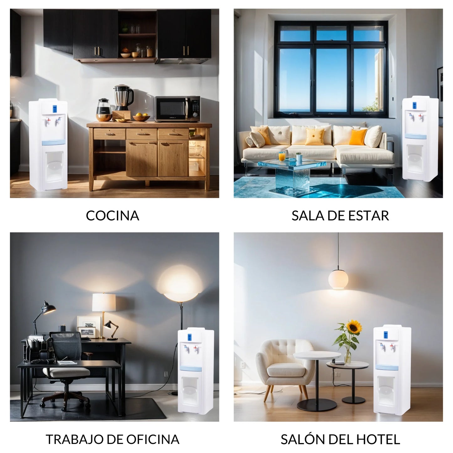 MAGIC SELECT Dispensador Eléctrico de Agua Fría y Caliente. Máquina de Agua, Dispensador de Pie Silencioso para Hogar, Cocina, Oficina, Hotel. (Garrafa de Agua No Incluida)