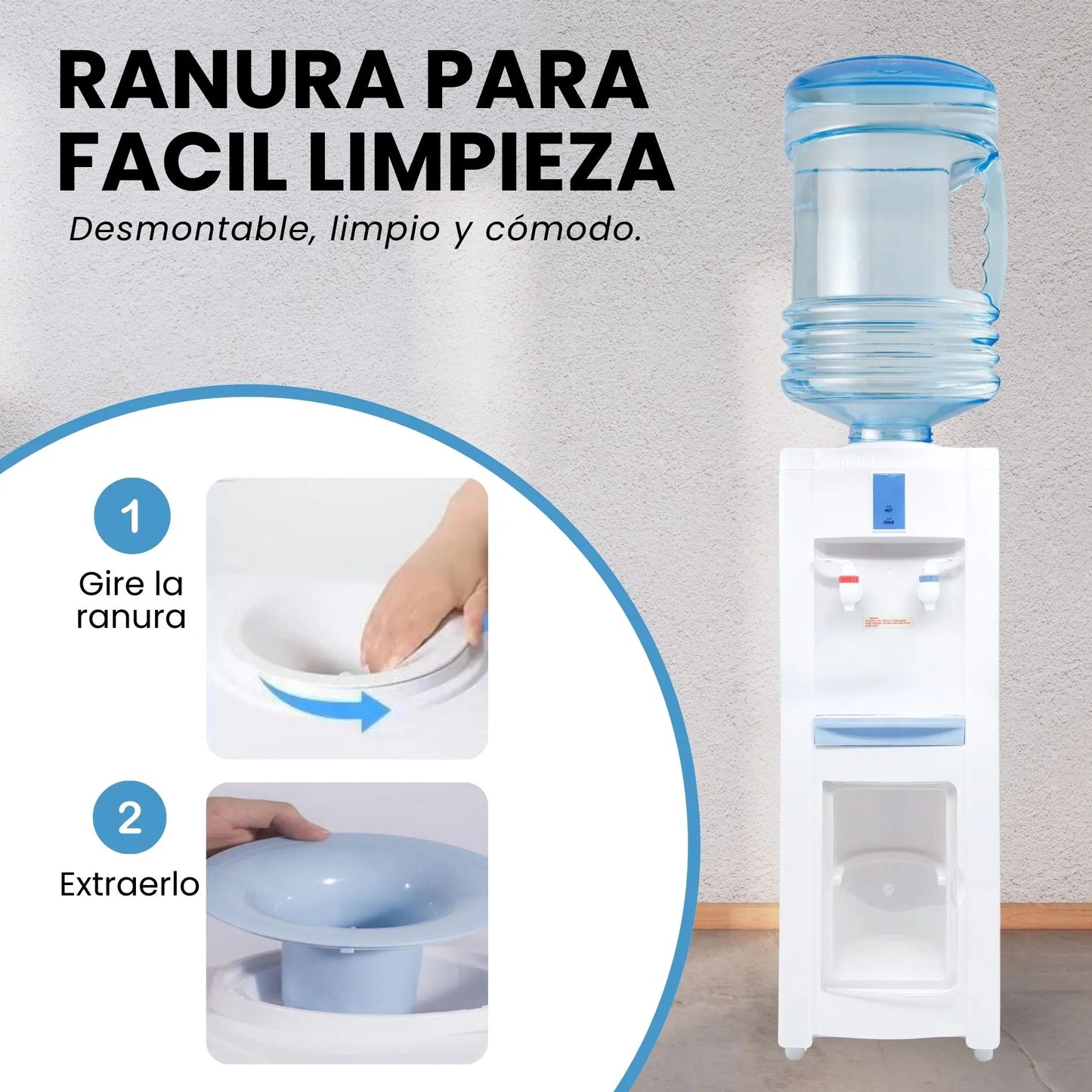 Vicyol S&D Dispensador de Agua Fría y Caliente. Máquina Dispensadora de Agua. Fuente de Agua Eléctrica con Enchufe para Hogar y Oficina. Dispensador de Agua de Suelo Silencioso. (Garrafa de Agua No Incluida).