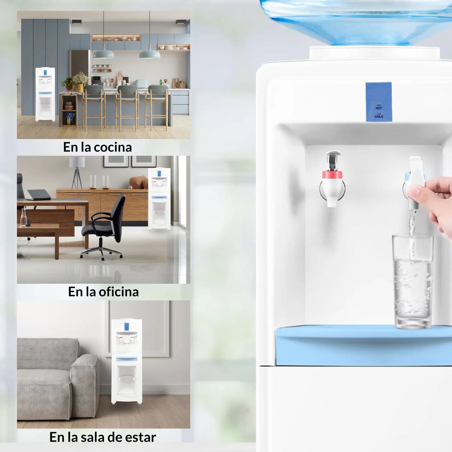 Vicyol S&D Dispensador de Agua Fría y Caliente. Máquina Dispensadora de Agua. Fuente de Agua Eléctrica con Enchufe para Hogar y Oficina. Dispensador de Agua de Suelo Silencioso. (Garrafa de Agua No Incluida).