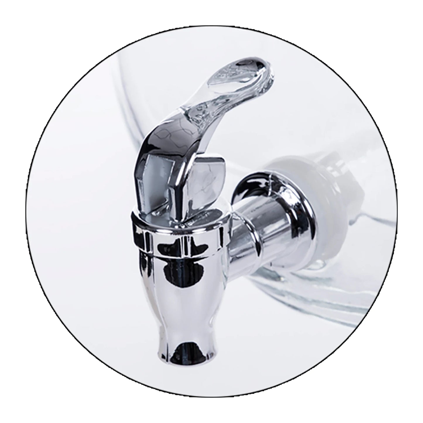 MAXHOME- Dispensador de Agua/Bebidas con Grifo - Recipiente de Cristal y Dosificador Metálico -