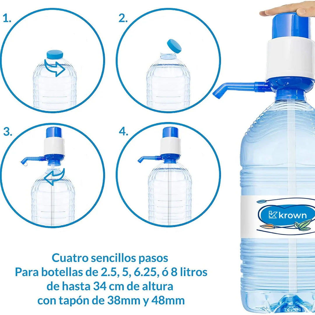 KROWN - Dispensador Agua para Botellas de Garrafa, Bomba Dispensador de Agua Manual