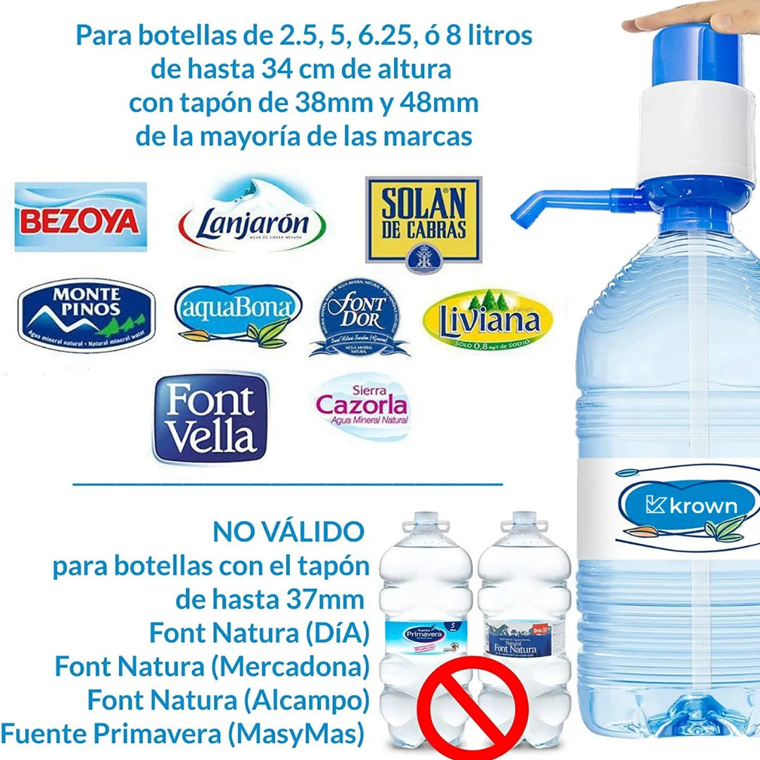 KROWN - Dispensador Agua para Botellas de Garrafa, Bomba Dispensador de Agua Manual